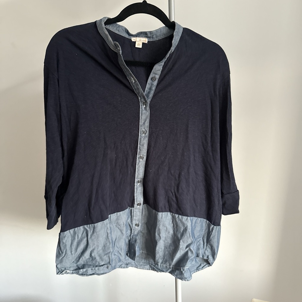 GAP Dark and Light Blue Denim Shirt